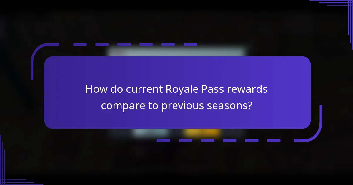 How do current Royale Pass rewards compare to previous seasons?