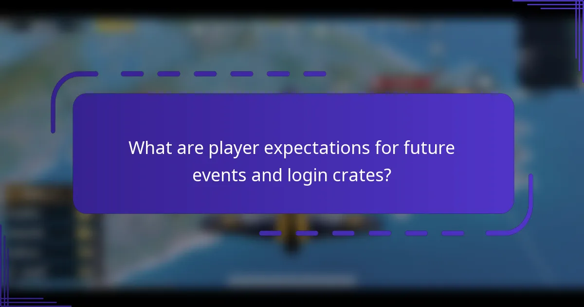 What are player expectations for future events and login crates?