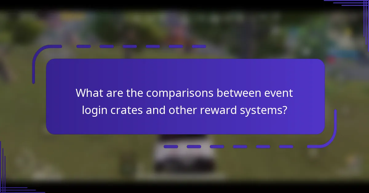 What are the comparisons between event login crates and other reward systems?