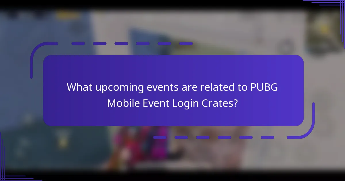 What upcoming events are related to PUBG Mobile Event Login Crates?