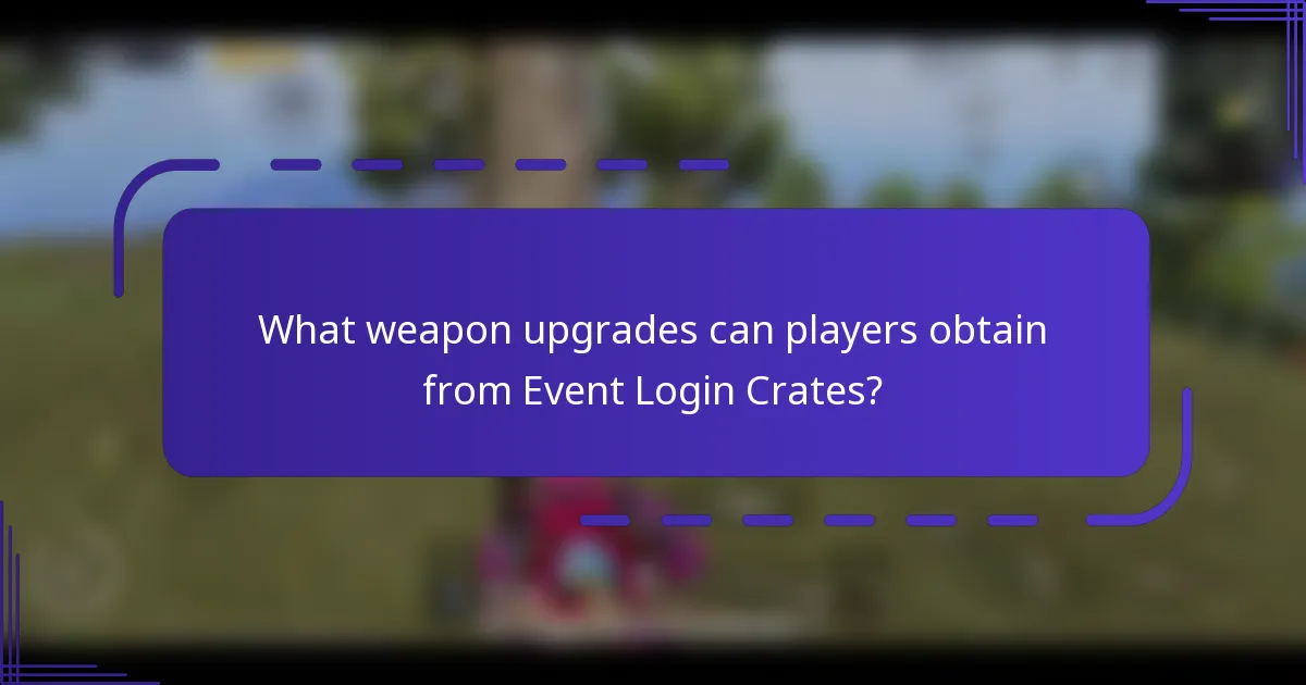 What weapon upgrades can players obtain from Event Login Crates?
