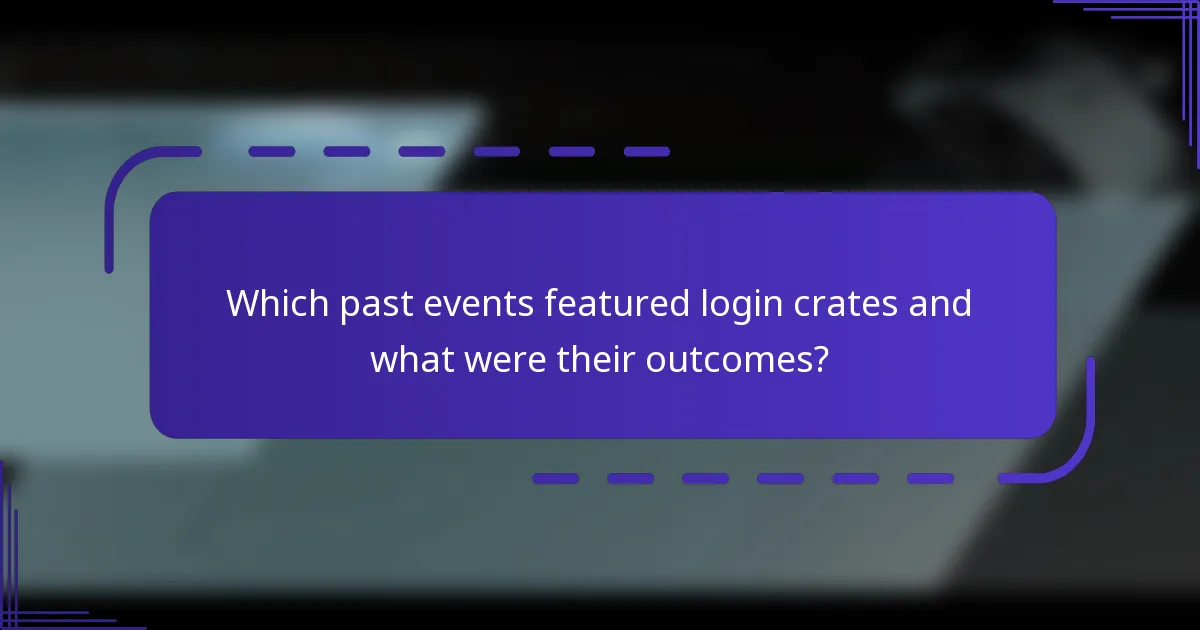 Which past events featured login crates and what were their outcomes?