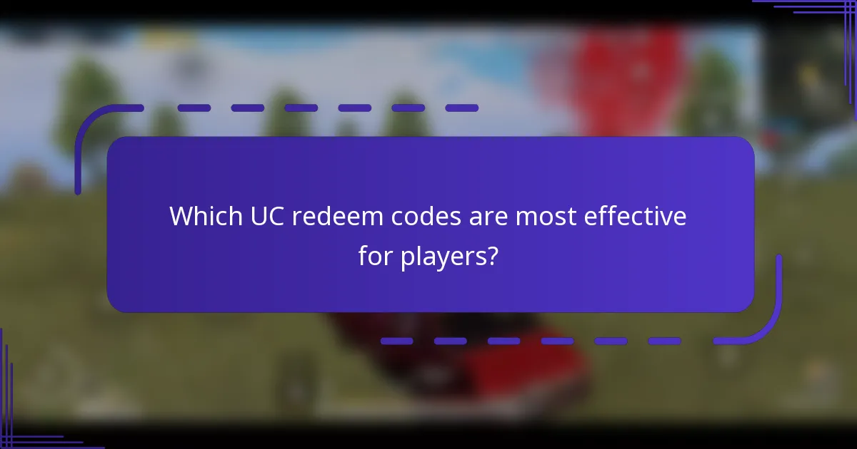 Which UC redeem codes are most effective for players?